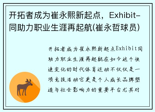 开拓者成为崔永熙新起点，Exhibit-同助力职业生涯再起航(崔永哲球员)